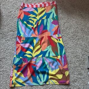 Marie Oliver Blue and Yellow Tiered Maxi Skirt Resort Wear